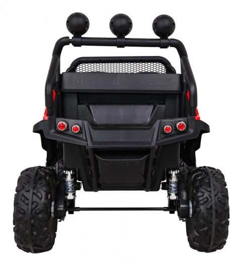 Mercedes Benz Unimog dla dzieci Terenowy Czerwony + Napęd 4x4 + Pilot + Bagażnik + Wolny Start + MP3 LED