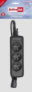 Activejet Przedłużacz Activejet (3 x UTE; 10 A; 1,5m; kolor czarny)