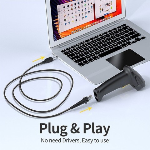 Qoltec QOLTEC CZYTNIK KODÓW KRESKOWYCH LASEROWY 1D |2D | CZARNY