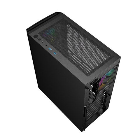 GEMBIRD GEMBIRD OBUDOWA FORNAX 400X MIDI-TOWER (2X USB 3.0, 1X USB 2.0, HD AUDIO, SZKLANY PANEL BOCZNY, PODŚWIETLENIE ARGB) CZARNA