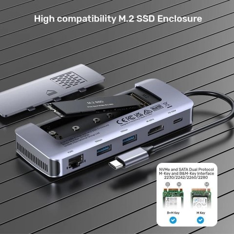 UNITEK UNITEK AKTYWNY HUB USB-C 10GBPS,M.2,HDMI, PD 100W