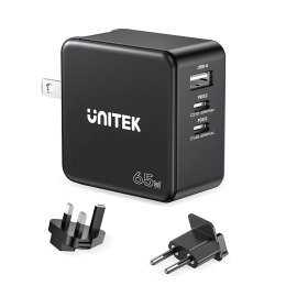 UNITEK UNITEK ŁADOWARKA GAN, PD 65W 2X USB-C, USB-A