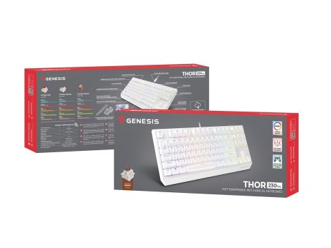 GENESIS GENESIS Thor 230 TKL klawiatura Gaming USB + RF Wireless + Bluetooth QWERTY Biały