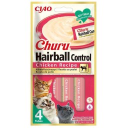 INABA INABA CAT CHURU HAIRBALL CHICKEN 4x14g (56g)