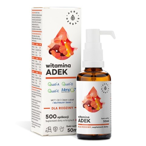 AURA HERBALS Witamina ADEK dla rodziny na oleju MCT - krople 50ml