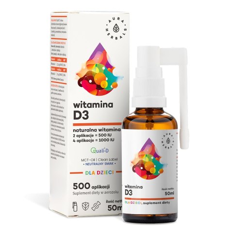 AURA HERBALS Witamina D3 dla dzieci MCT aerozol 50ml