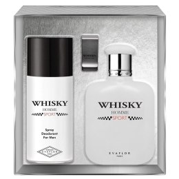 Evaflor Whisky Homme Sport zestaw woda toaletowa spray 100ml + dezodorant spray 150ml + klips na banknoty