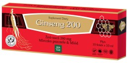 Ginseng 200 żeńszeń + mleczko pszczele+ miód 10x10ml fiolki GINSENG POLAND