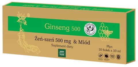 Ginseng 500 żeńszeń + miód 10x10ml fiolki (zielone) GINSENG POLAND