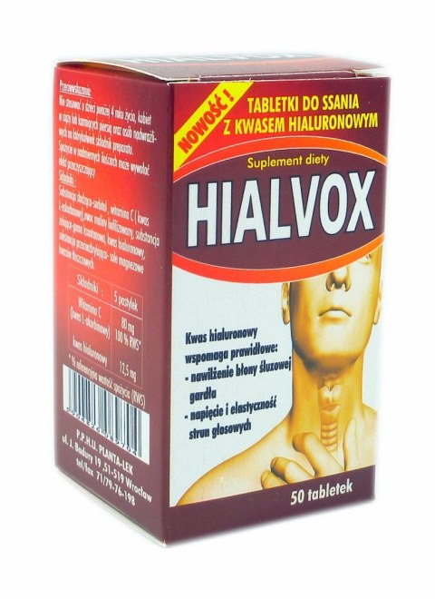Hialvox tabletki do ssania z kwasem hialuronowym 50 tabl. PLANTA-LEK