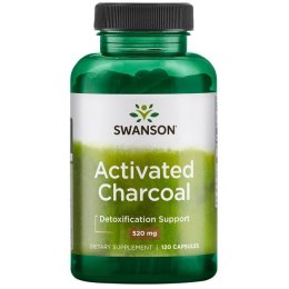 SWANSON Activated Charcoal 260mg, 120kaps. - Węgiel drzewny aktywny