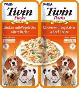 INABA DOG TWIN CHICKEN VEGETABLES & BEEF 2x40g