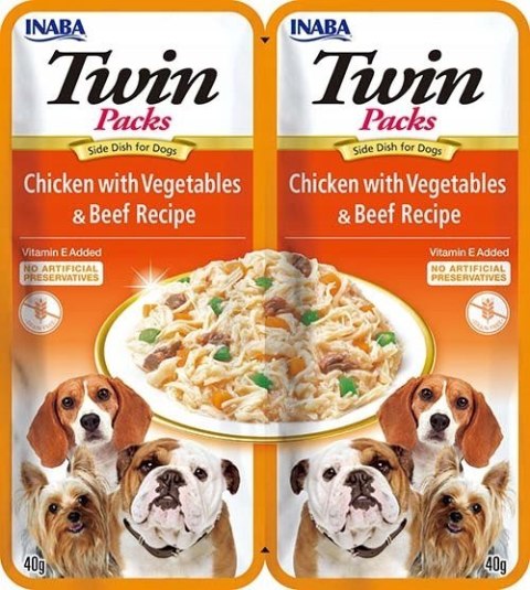 INABA DOG TWIN CHICKEN VEGETABLES & BEEF 2x40g