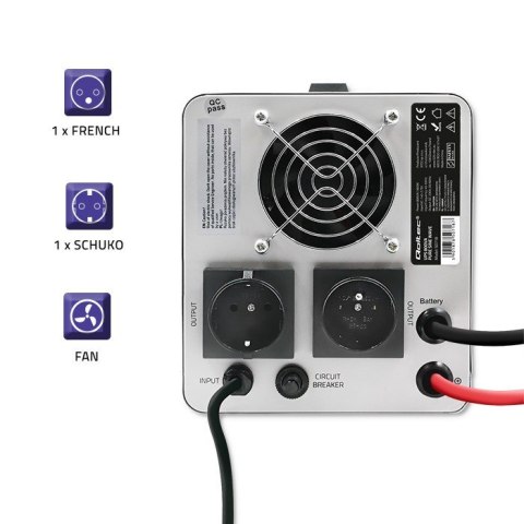 QOLTEC ZASILACZ AWARYJNY PURE SINE WAVE UPS 800VA 560W STAŁA FAZA SZARY