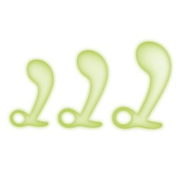 Whipsmart Glow In The Dark Silicone Prostate Training zestaw świecących w ciemności korków do ćwiczeń prostaty White