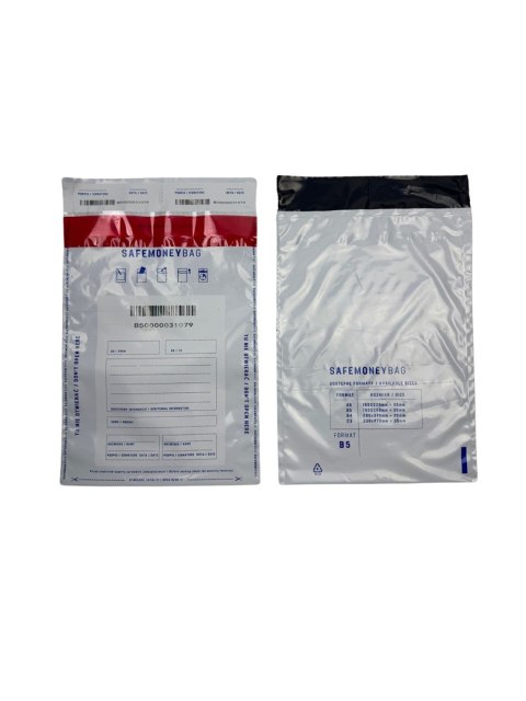 SAFEMONEYBAG Koperty bezpiecznie depozytowe biała B5 190mmx260mm+35mm 100 szt