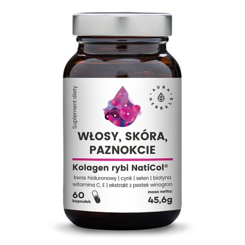 AURA HERBALS Kolagen rybi NatiCol - włosy, skóra, paznokcie 60 kaps.