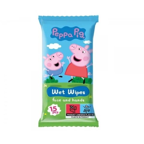 Peppa Pig Chusteczki nawilżane do twarzy i rąk Truskawka 15szt.