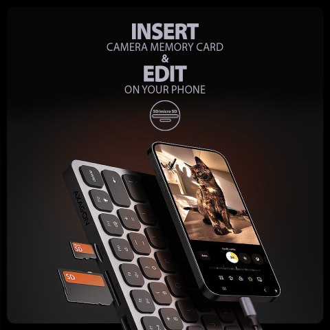 Klawiatura + I/O hub 9w1/0.6m HMC-KB-US AXAGON