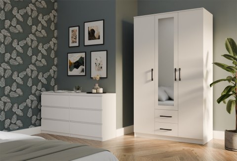 SZAFA ROMANA 120X205 BIAŁA Z LUSTREM