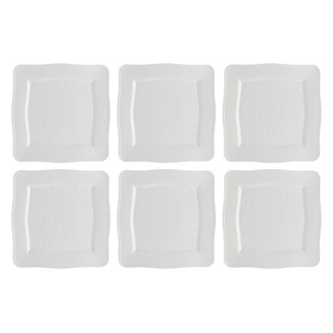 Zestaw 6 talerzy kwadratowych Florentina - Biały, 26.5 cm