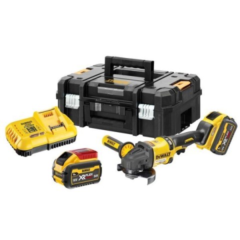 Szlifierka kątowa DEWALT DCG418X2-QW akumulatorowa bezszczotkowa 125mm 54V FV 2x9Ah Czarny, Żółty