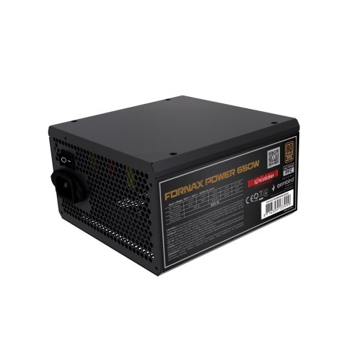 GEMBIRD ZASILACZ KOMPUTEROWY FORNAX POWER 650W 80+BRONZE ATX, 650W, AKTYWNE PFC, 12CM WENTYLATOR