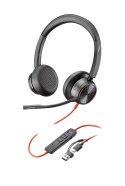 POLY Zestaw słuchawkowy Blackwire 8225 Stereo USB-C z certyfikatem Microsoft Teams + przejściówka USB-C/A