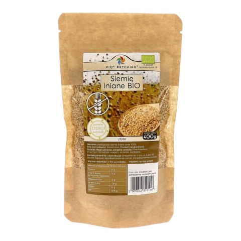 PIĘĆ PRZEMIAN Siemię lniane złote bezglutenowe BIO 400g