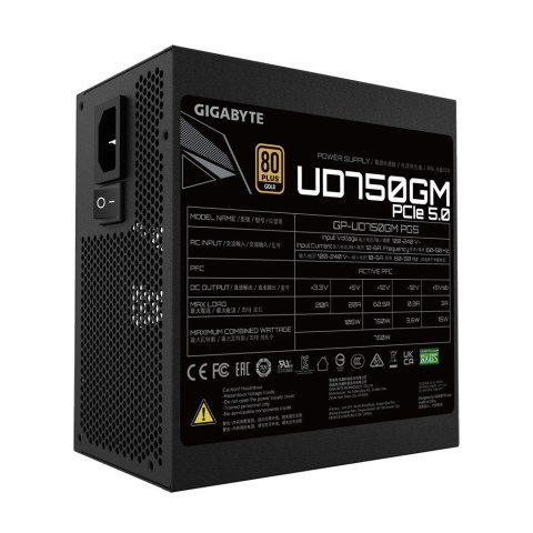 GIGABYTE UD750GM PG5 moduł zasilaczy 750 W 20+4 pin ATX ATX Czarny