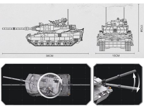 Klocki konstrukcyjne Wojskowy CZOŁG niemiecki Leopard 2A7 - 1498 ele ZA5758