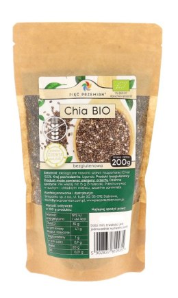 PIĘĆ PRZEMIAN Chia BIO 200g - nasiona szałwii hiszpańskiej bezglutenowe