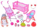 Duży zestaw lalka interaktywna wózek krzesełko łóżeczko akcesoria ZA4286