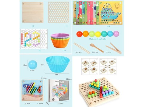 Układanka edukacyjna Montessori Mozaika Koraliki Kulki drewniane ZA4438