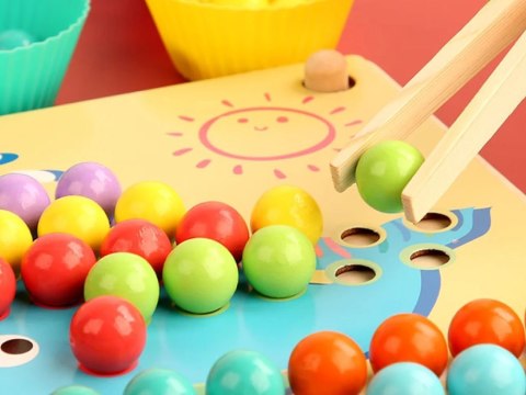 Układanka edukacyjna Montessori Mozaika Koraliki Kulki drewniane ZA4438