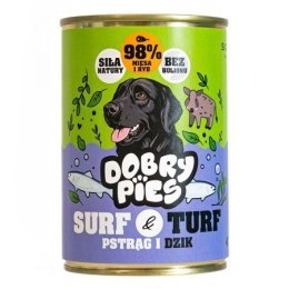 DOBRY PIES Surf&Turf Pstrąg i Dzik mokra karma dla psa 400g