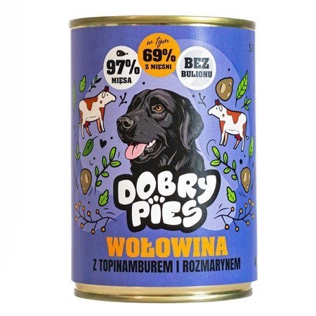 DOBRY PIES Wołowina z topinamburem i rozmarynem mokra karma dla psa 400g