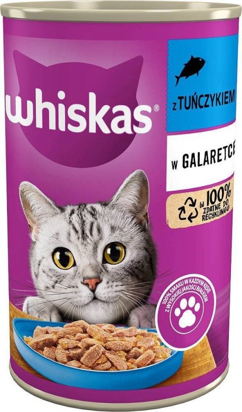 WHISKAS Adult z Tuńczykiem w galaretce - mokra karma dla kota - puszka - 400 g