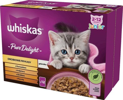 Whiskas Drobiowe Frykasy w galaretce - mokra karma dla kociąt - saszetka - 12x85 g