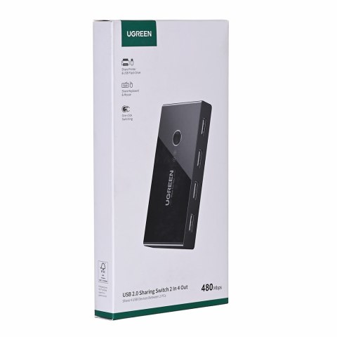 Ugreen Switch box HUB 4xUSB 2.0 (na 2 komputery) czarny