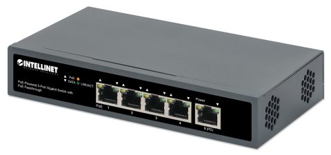 Switch Gigabit 5x PoE Passthrough zasilany PoE lub AC, 95W