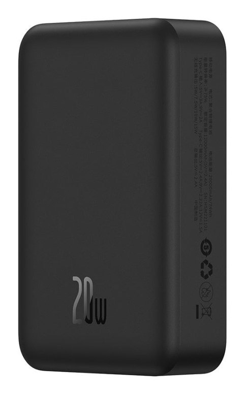 Baseus Magnetic Mini Powerbank Bezprzewodowe ładowanie 20000 mAh 20 W Czarny