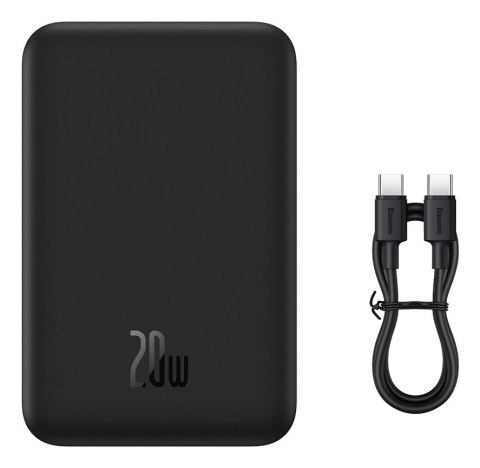 Baseus Magnetic Mini Powerbank Bezprzewodowe ładowanie 20000 mAh 20 W Czarny