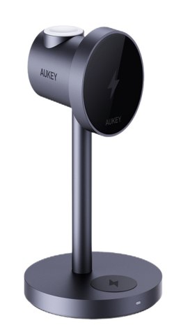 AUKEY MagFusion 3-IN-1 Fastcharger Telefon komórkowy Czarny USB Wewnętrzna