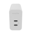 Mophie GaN Charger Dual - ładowarka sieciowa z podwójnym wejściem USB-C 67W (white)