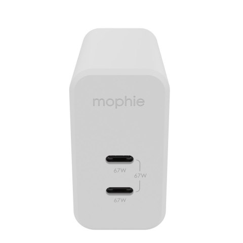 Mophie GaN Charger Dual - ładowarka sieciowa z podwójnym wejściem USB-C 67W (white)