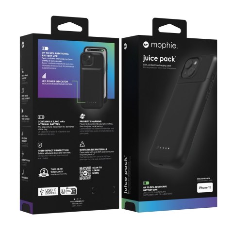 Mophie Juice Pack (2400 mAh) - obudowa z wbudowanym powerbankiem do iPhone 15