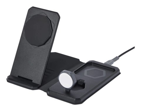 UAG 3in1 Travel Charger - bezprzewodowa ładowarka podróżna do trzech urządzeń 15W, kompatybilna z MagSafe, kabel, wtyczki i orga