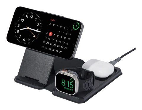 UAG 3in1 Travel Charger - bezprzewodowa ładowarka podróżna do trzech urządzeń 15W, kompatybilna z MagSafe, kabel, wtyczki i orga