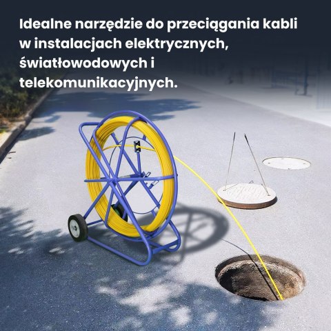 Extralink Pilot 8mm 250m | Pilot do przeciągania kabli | włókno szklane FRP, śr. 8mm, dł. 250m, żółty (EX.30905)